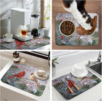 Winter Cardinal Birds Dish Drying Mats Christmas Snowflake Dish Mat Kitchen - Image 7