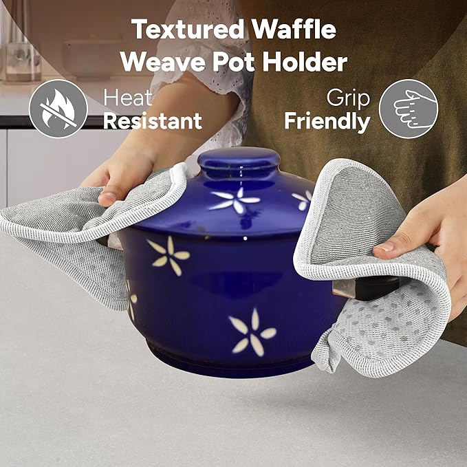 Casa Platino Heat Resistant Oven Mitts & Potholders, 4-Piece – Oven Mitts and - Image 5