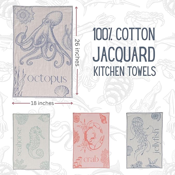 Nautical Kitchen Towels with Ocean-Themed Designs – 100% Turkish Cotton - Image 2