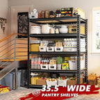 REIBII 2400LBS Garage Shelving Heavy Duty 5 Tier Storage Shelves Adjustable Garage Shelves, Utility Rack Shelf, Shelving Units for Storage Warehouse Pantry Closet, 35.5" W x 11.9" D x 72" H, 2 Pack - Image 6