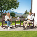 SERWALL HDPE Outdoor Rocking Chair Set of 2, Oversized Patio Rocking Chairs, All-Weather Porch Rockers for Adults, Coffee - Image 2