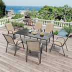 Patio Chairs Set of 6, Stackable Outdoor Dining Chairs for All Weather Textilene Fabric & Metal Frame, Outdoor Chairs Set for Backyard Deck Garden - Image 3