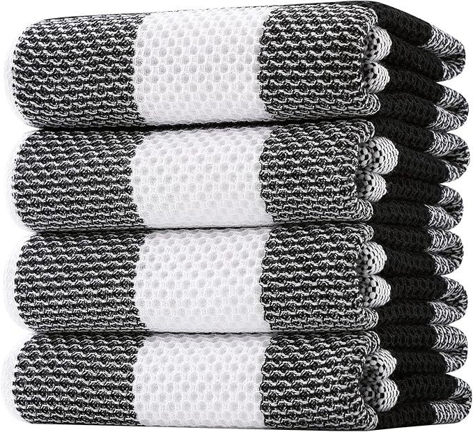 Homaxy 100% Cotton Waffle Weave Check Plaid Kitchen Towels, 20 x 28 Inches by Homaxy