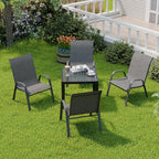 Patio Chairs Set of 4, Stackable Outdoor Dining Chairs for All Weather, Metal Modern Outside Furniture Chair for Pool Side, Garden, Backyard Deck, Dark Grey - Image 5