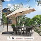 PURPLE LEAF 9'×9' Patio Umbrella with Base Outdoor Cantilever Umbrella with Cover Aluminum Square Offset Umbrella with 360-degree Rotation for Deck Pool Garden Beige - Image 2