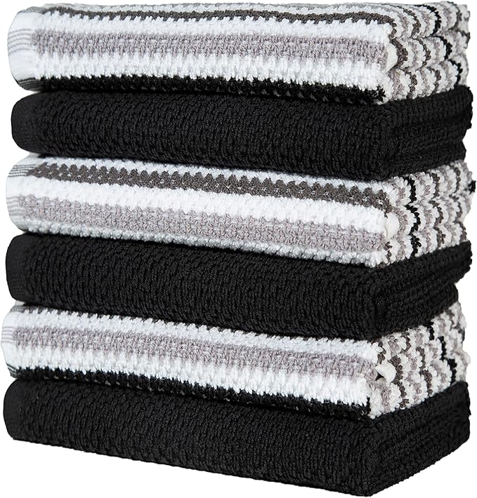Premium Kitchen Towels | Large Cotton Kitchen Hand Towels | Popcorn Striped - Image 4