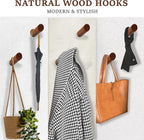 evory 6 Pack Wood Wall Hooks, Rustic Wooden Coat Hooks Wall Mount, Hat Hooks - Image 3