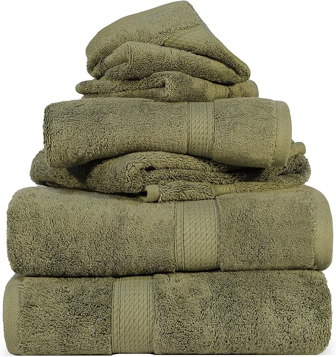 Superior Solid Egyptian Cotton Towel Set, Washcloths 13” x 13”, Hand Towels 20” by SUPERIOR