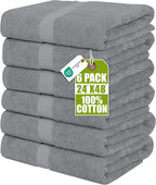 Utopia Towels 6 Pack Medium Bath Towel Set, 24 by 48 Inches, 500 GSM 100% Ring by UTOPIATOWELS
