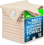 MW Pro Microfiber Cleaning Cloth | Sand | 12 Pack | 16” x 16” | All Purpose by MicrofiberWholesale