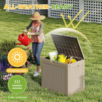 31 Gallon Outdoor Storage Box Weather Resistant UV Protection Waterproof Resin Deck Box for Garden, Patio, Porch, Delivery(Rattan Beige) - Image 5