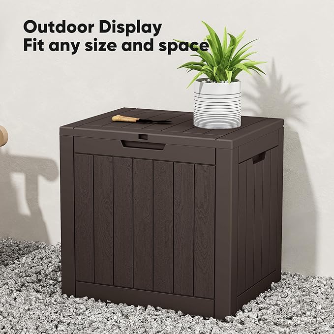 NEWBULIG 31 Gallon Deck Box, Weatherproof Resin Lockable Outdoor Storage for Secure Package Deliveries and Indoor Storage in Garden or Patio, Backyard - Image 8
