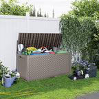 121 Gallon Outdoor Storage Box - Deck Box Waterproof Patio Furniture, Garden Tools, Cushions, Pool Accessories Outside Storage Resin Box, Grey - Image 3