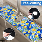 Blue Tiles and Yellow Lemon Sink Faucet Absorbing Mat Sink Splash Guard Faucet - Image 7