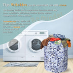 Blue Flower Floral Laundry Basket Foldable - Image 6