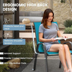 Patio Dining Chairs Set of 4, Stackable Dining Chairs High Back, Breathable Seat Fabric and Alloy Steel Frame Fit Backyard, Porch, Lawn，Poolside (Sky Blue) - Image 7