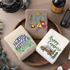 Kitchen 3 Pcs Camping Themed Hand Towels Embroidered Happy Camping Bathroom - Image 6