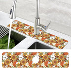 70s Retro Orange Floral Kitchen Sink Splash Guard Mat Absorbent Fast Drying Mat - Image 4