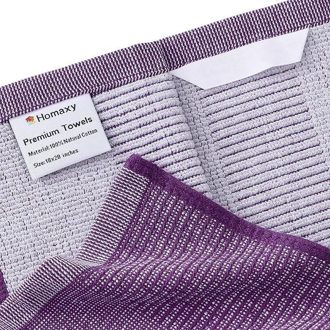 Homaxy Premium Kitchen Towels, Large Cotton Kitchen Hand Towels, Flat and Terry - Image 2