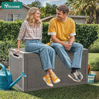 YITAHOME 100 Gallon Resin Deck Box, Weather Resistant Outdoor Storage Box, Lockable Indoor Outdoor Storage for Supplies and Essentials, Taupe - Image 5