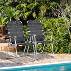 VINGLI Aluminum Patio Lawn Chairs Folding Set of 2 with Detachable Cup Holder, Webbed Beach Chair Folding Chair Outdoor Portable Camping Chair for Yard, Garden - Image 2
