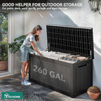 YITAHOME XXL 260 Gal Large Deck Box, Outdoor Resin Storage Box, Rattan Storage Container for Patio Furniture, Garden Tools, Waterproof, Lockable (Black) - Image 3