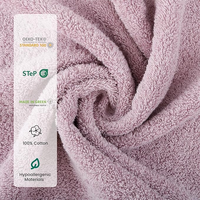 SEMAXE Bath Towel Set, 100% Cotton Absorbent Bathroom Towels - Image 3