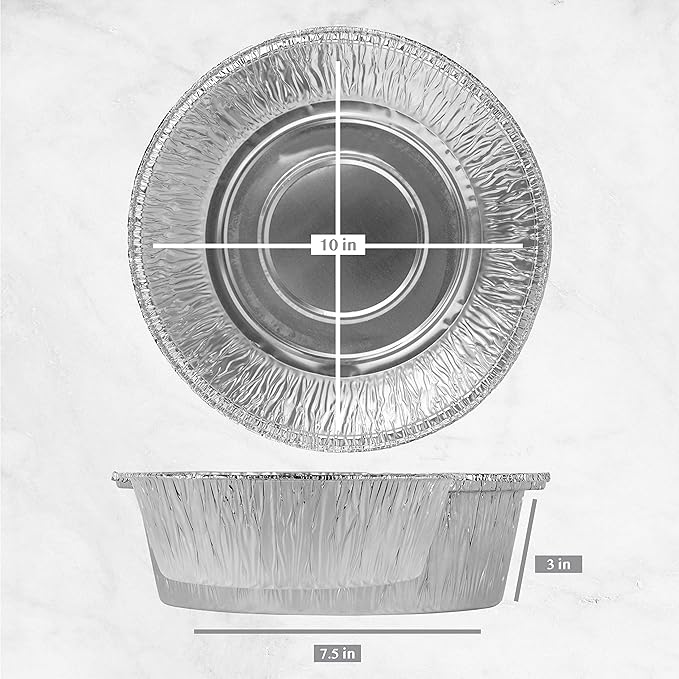 PLASTICPRO 10'' Inch Round Deep Tin Foil Pans Disposable Aluminum, Freezer & - Image 2