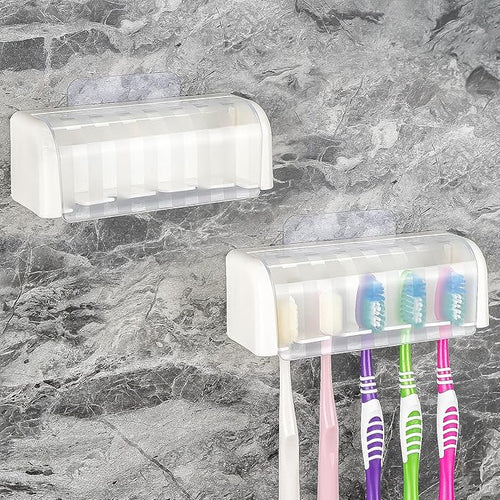 2 Pack 5 Slots Wall Mount Toothbrush Holder by LUEXBOX