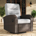 LayinSun Oversized Wicker Outdoor Swivel Glider Recliner with Adjustable Backrest & Footrest, Patio Reclining Lounge Chair by LayinSun