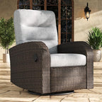 LayinSun Oversized Wicker Outdoor Swivel Glider Recliner with Adjustable Backrest & Footrest, Patio Reclining Lounge Chair by LayinSun