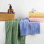 Hand Towels for Bathroom, 100% Cotton Striped Pattern Soft Absorbent Towel Set - Image 2