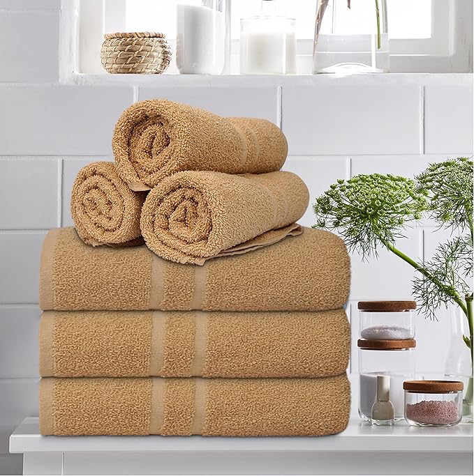 Basic Medium Bath Towels 24x48 Inches – Pack of 6 – Beige Color – Soft and - Image 8