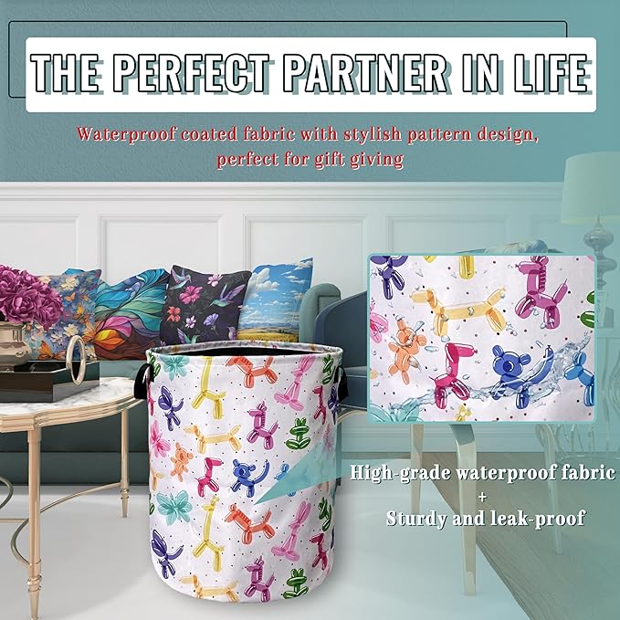 Colorful Dogs Pattern Laundry Basket Foldable - Image 5