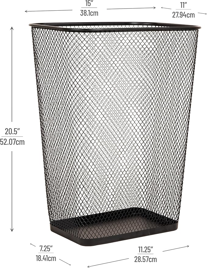 Mind Reader 10 Gallon Executive Waste Paper Bins, Solid Bottom, Non Slip Pads - Image 3