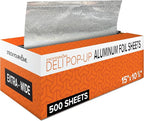 Pre-Cut Deli Aluminum Foil Sheets – 15” Extra-Wide Heavy-Duty Pop-Up Sheets by StockYourHome