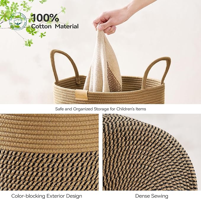 80L Laundry Hamper Basket, Baby Nursery Woven Storage Basket - Image 5