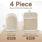 Casa Platino Mini Oven Mitts & Silicone Pot Holders, 4-Piece – Heat Resistant - Image 2