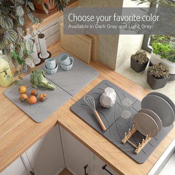 Large Stone Drying Mat with Bamboo Rack | 23.6” x 15.4” Diatomaceous Earth - Image 5
