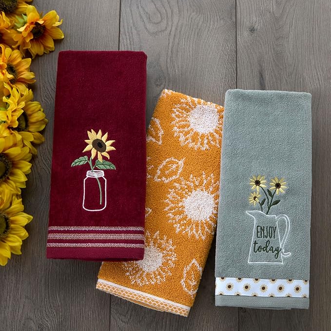 SKL Home by Saturday Knight Ltd. Sunflower In Jar 2 Pc Hand Towel Set - Image 6