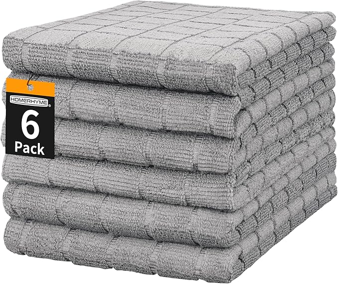 HOMERHYME Microfiber Hand Bath Towels, 6 Pack 25''*15'' Grey Bathroom Hand by HOMERHYME