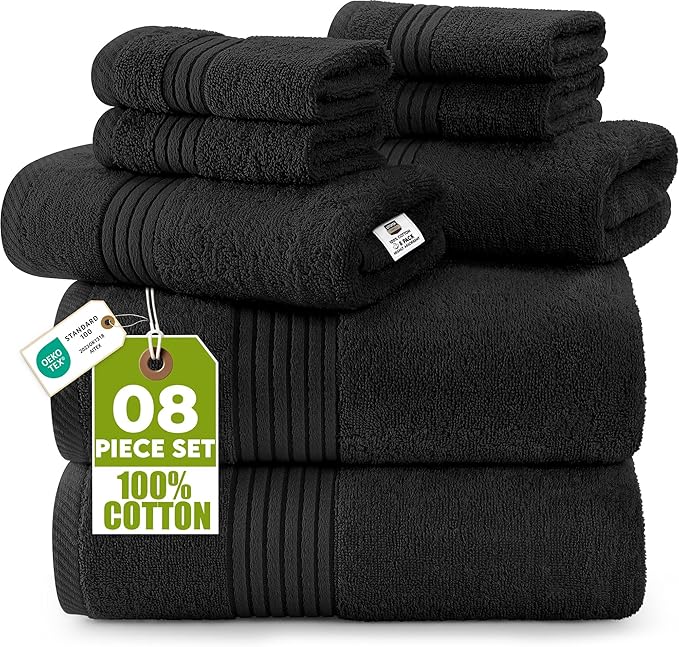 Utopia Towels 8 Piece Premium Towel Set, 2 Bath, 2 Hand, and 4 Washcloths by UTOPIATOWELS