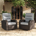 LayinSun Oversized Wicker Outdoor Swivel Glider Recliner with Adjustable Backrest & Footrest, Patio Reclining Lounge Chair - Set of 2 by LayinSun