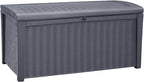 Keter Outdoor Storage Deck Box for Patio, Backyard & Garden, Borneo, 110 Gal, Grey - Lockable, Organizing, and Waterproof Plastic Container Bench by Keter