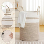 Tall Laundry Basket with Handles, 72L Portable Dirty Clothes Hamper, Boho - Image 3
