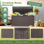Flamaker Outdoor Storage Box 100 Gallon Waterproof Resin Deck Box Delivery with Air Rod Indoor Outdoor Lockable Storage Bench for Patio Cushions, Tools, Pool Accessories (Deep Brown) - Image 3