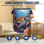 Funny Turtles Laundry Basket Oxford Cloth Ocean Animal Sea Turtle Laundry Hamper - Image 3