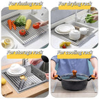 Roll Up Dish Drying Rack, 19.7" x 15.8" Over The Sink Dish Drying Rack - Image 5