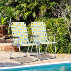 VINGLI Aluminum Patio Lawn Chairs Folding Set of 2 with Detachable Cup Holder, Webbed Beach Chair Folding Chair Outdoor Portable Camping Chair for Yard, Garden - Image 2