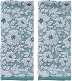 SKL Home Floral Jacquard 100% Cotton 2pc Hand Towel Set, Reversible & Decorative by SKLHomebySaturdayKnightLtd